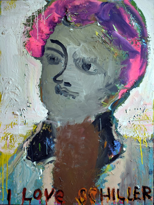 André Wilhelm, I Love Schiller, Mischtechnik, 90 x 120cm, 2018