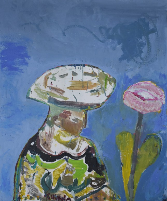 André Wilhelm, Selbstportrait, Mischtechnik, 100 x 120 cm, 2017