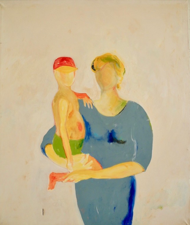 Frau mit Junge, 1991, Öl auf Acryl, 154 x 130 cm