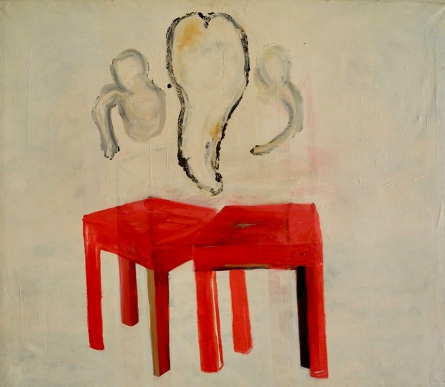 Triumvirat, 1987, Öl auf Acryl auf Baumwolle, 131 x 150 cm