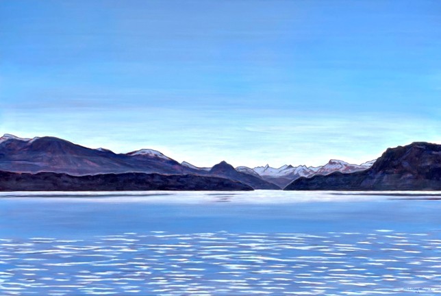 Morgenstimmung am Vierwaldstättersee, Öl und Acryl auf Lw, 91 x 135 cm, 2021