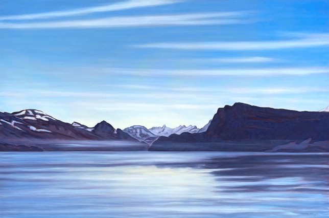 Vierwaldstättersee mit Schleierwolken, Öl auf Lw, 106 x 160 cm, 2013