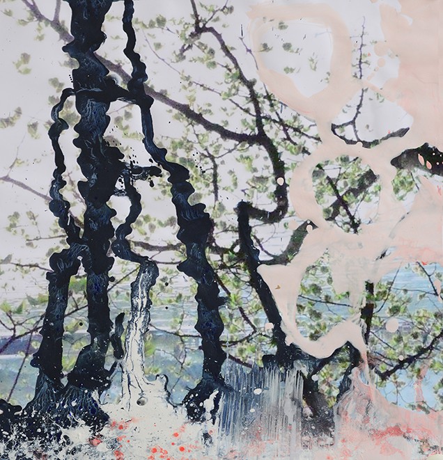 „Japonaiserie“, Fotomalerei, Acryl auf Fine Arts Inkjet Pigment Print auf Canvas, 49 x 49 cm, 2015