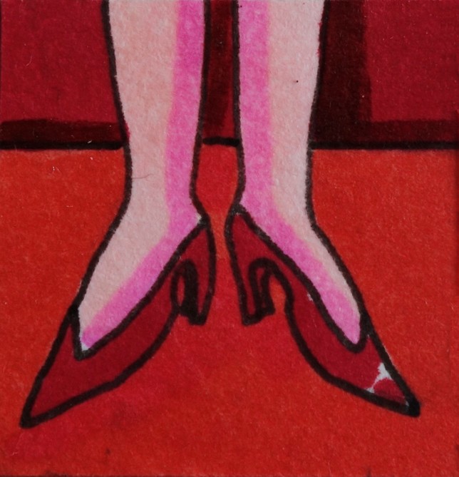 Jasmin Hofmann, o.T., Mischtechnik auf Papier, Holzwürfel, 2.5 x 2.5 cm, 2018