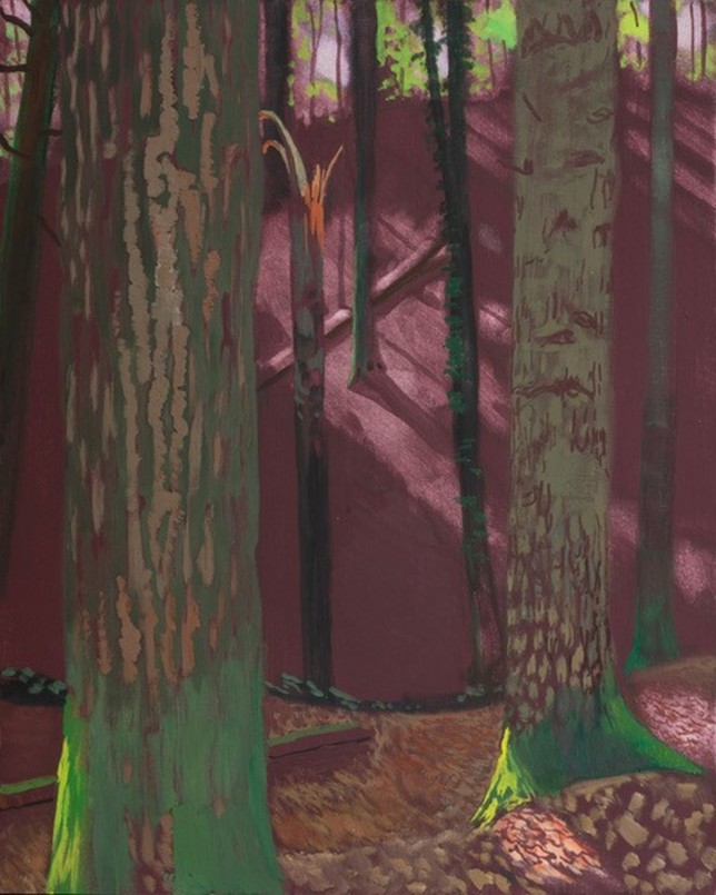 Im Wald 24, 2023, Mischtechnik auf Leinwand auf Holz, 40 x 50 cm