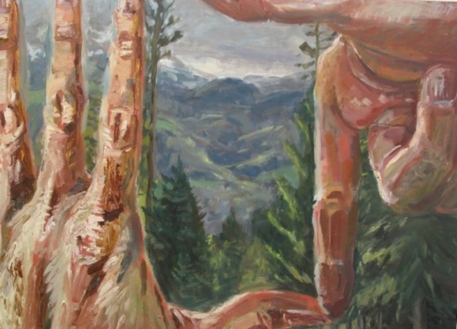 Landschaft befingert, Öl auf Leinwand, 2002