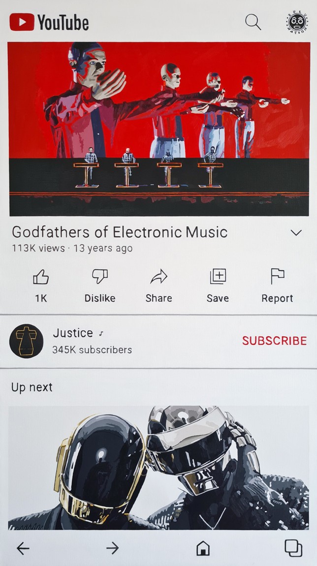Godfathers Of Electronic Music, Öl auf Leinwand, 150 x 90 cm, 2022