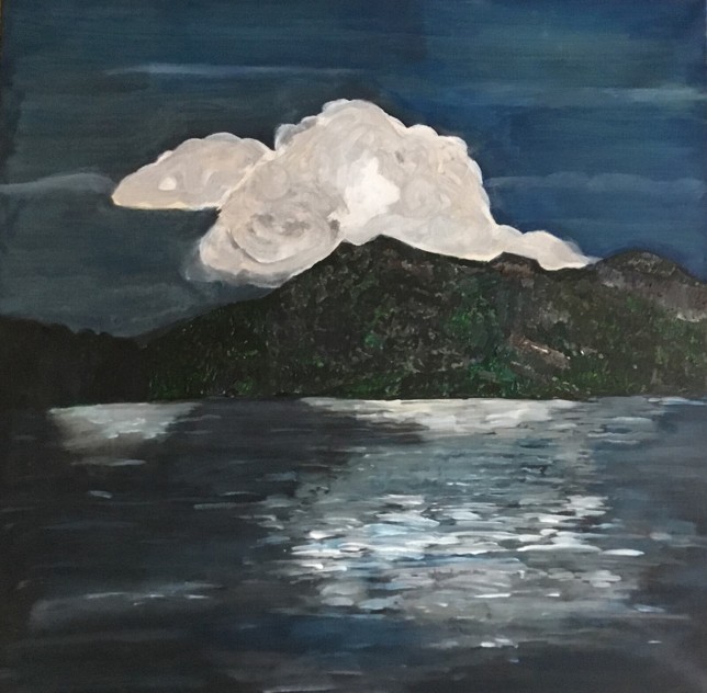 Abendstimmung Rigi, Acryl auf Leinwand, 80 x 80, 2018