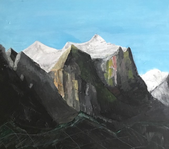 Wetterhorn Morgenstimmung, Acryl auf Leinwand, 80 x 100, 2017-2018