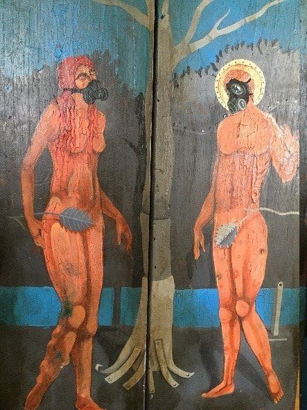 Ernesto Rodriguez Conzalez, Adam und Lili Diptychon, Acryl auf Holz, Acrylgold, Echtgold (23.75 Karat), 44 x 69 cm, 2017